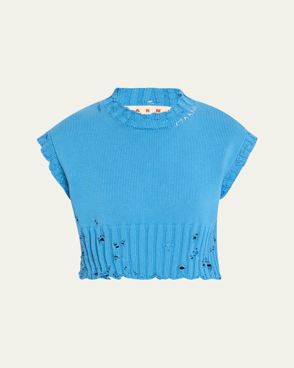 Distressed Boxy Cropped Sweater